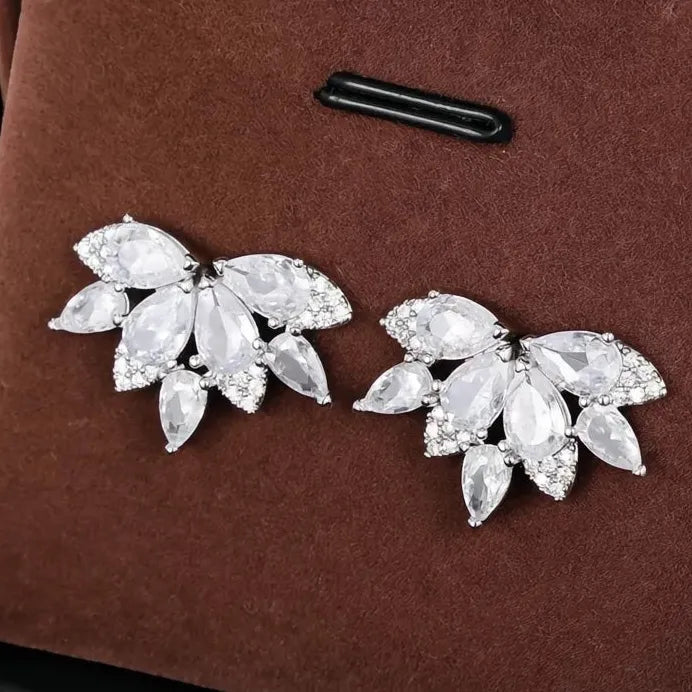 Geometric Cubic Zirconia Stud Earrings for Women Bridal Wedding Jewelry