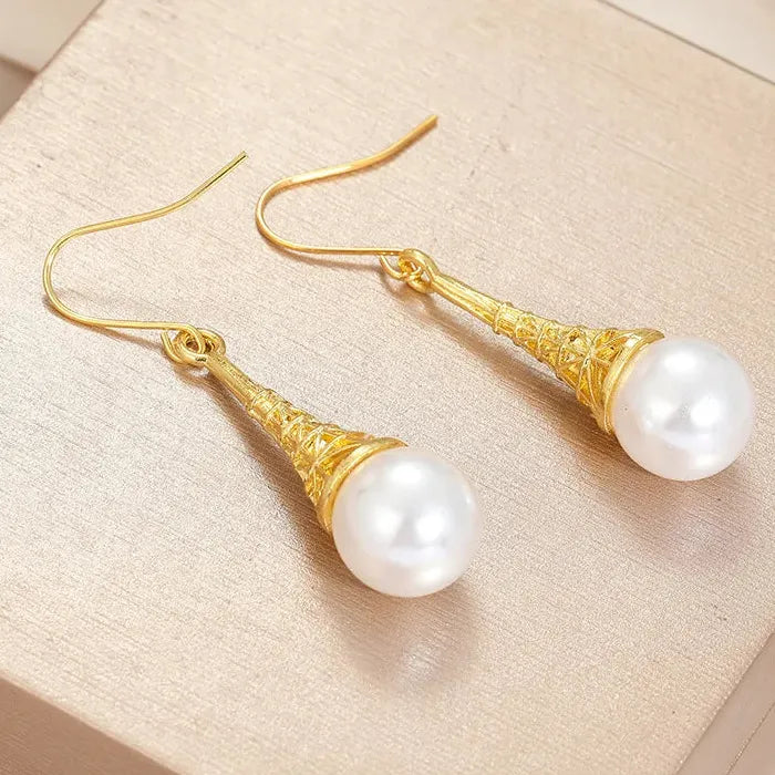 Gold Water Drop Dangle Earrings with Natural Stone for Women Bridal Wedding Jewelry
