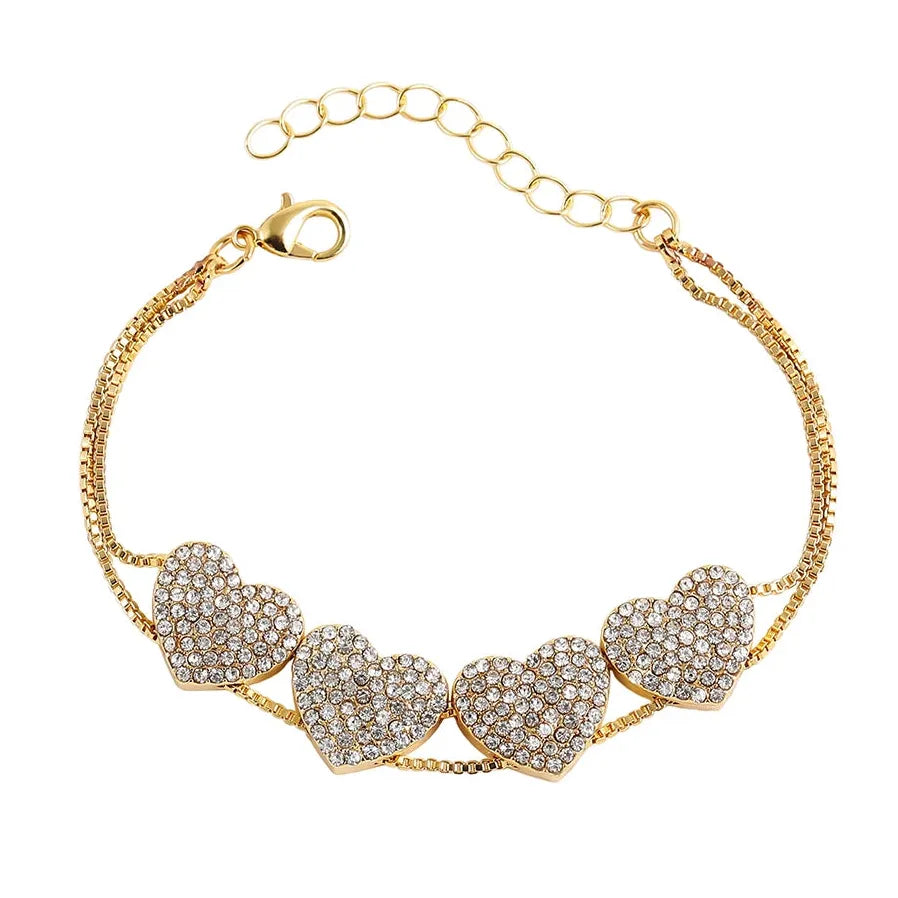 Handmade 18K Gold Plated Heart Butterfly Flower Bracelet for Women with Zircon Evil Eye Charm