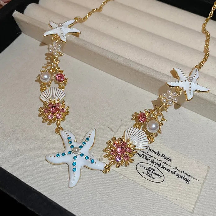 Bohemian Starfish Shell Necklace and Bracelet Set Copper Alloy Jewelry