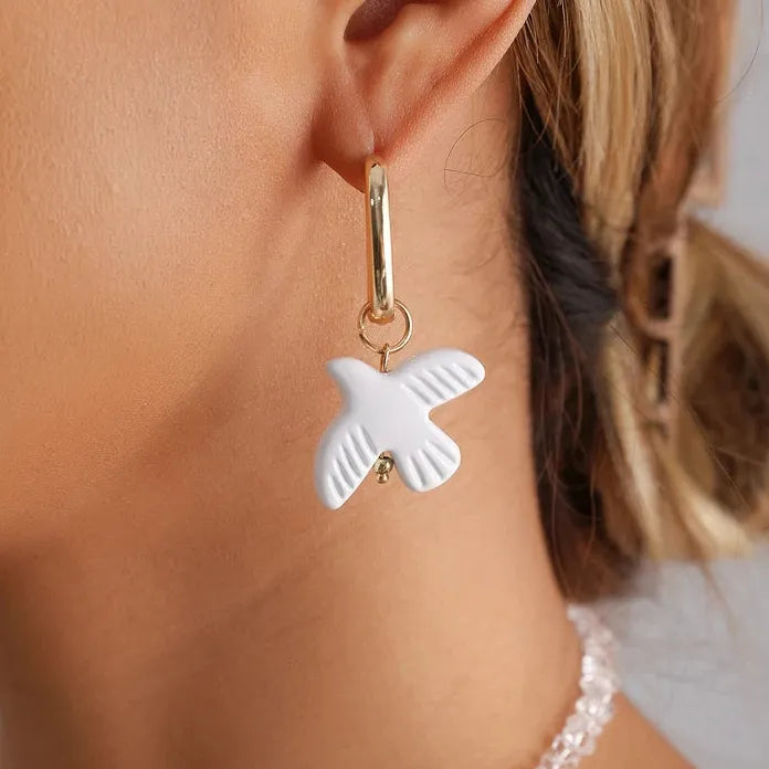 Peace Dove Resin Jewelry Set for Women Necklace Earrings Bracelet Crystal Pendant