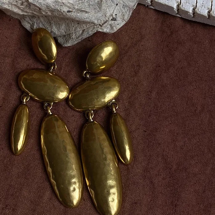 Vintage Geometric Copper Dangle Earrings for Women Daily Wear Jewelry