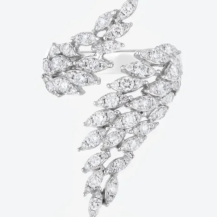 Adjustable Silver CZ Crystal Wings Ring for Women Elegant Design