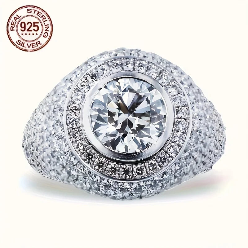 2025 Luxury 925 Sterling Silver Iced Out Pinky Ring for Men – Hip Hop Rapper Style