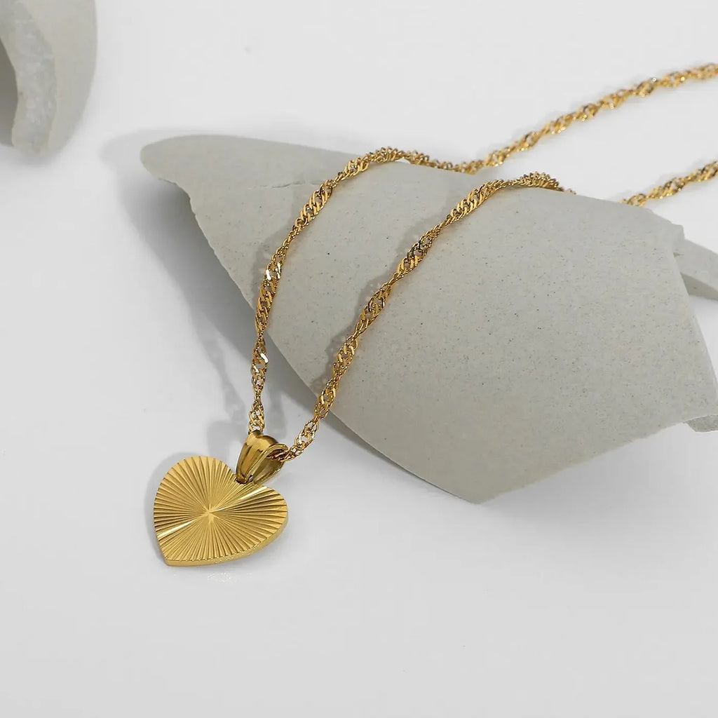 Punk Stainless Steel Heart Butterfly Pendant Necklace Women Gold Plated Choker Jewelry