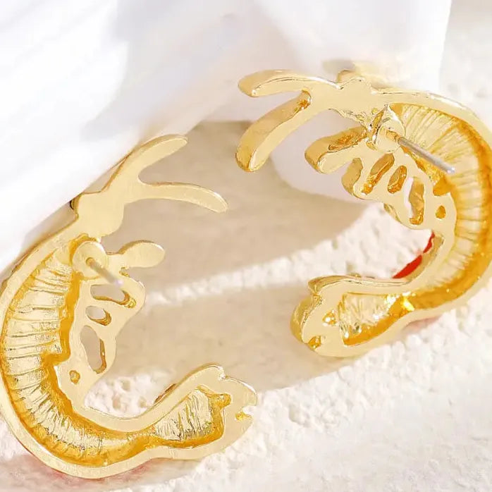 Vintage Red Drip Oil Lobster Zircon Drop Earrings Women Ocean Jewelry