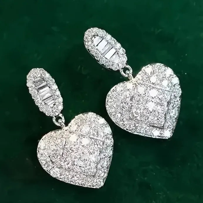 Heart-Shaped Cubic Zirconia Drop Earrings for Women Wedding Gift