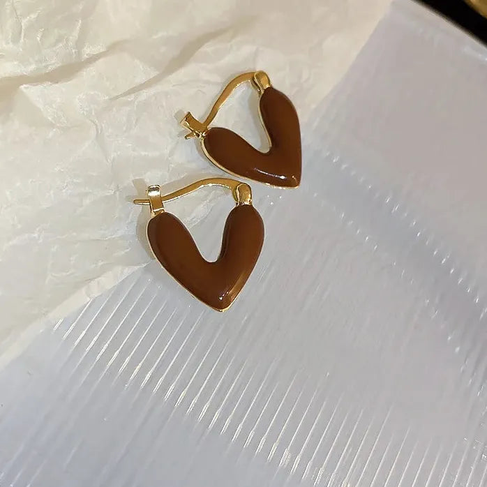 Vintage Dripping Oil U-Shaped Copper Alloy Hoop Earrings for Women 2024 Trendy Jewelry