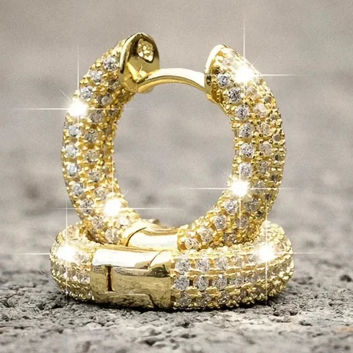 Luxury Women Small Hoop Earrings Micro Paved CZ Stones Copper Fashion Jewelry