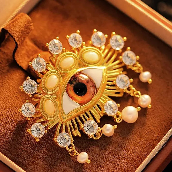 Luxury Sparkling Devil Eyes Brooch Pin for Women Men Classic Style