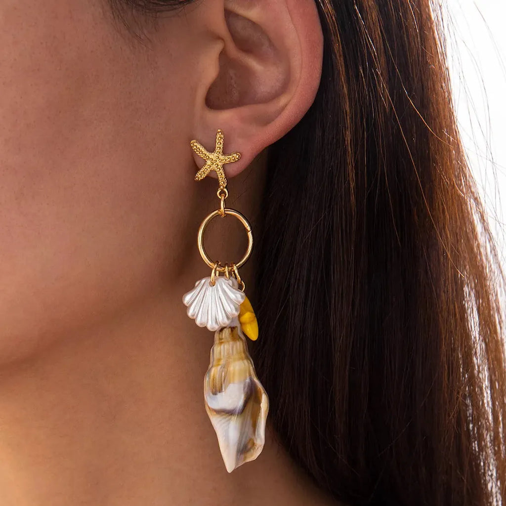 Bohemian Conch Shell Drop Earrings Zinc Alloy Summer Gift for Girls
