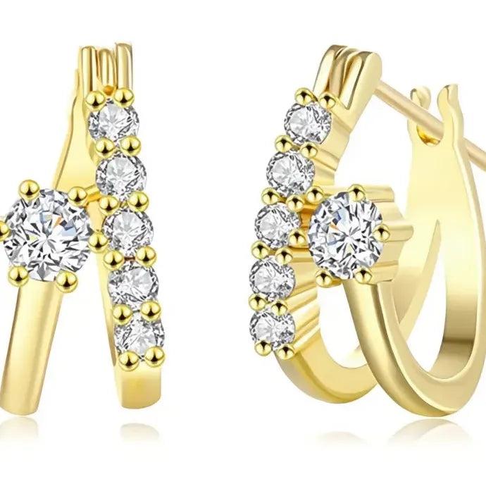 Gold Cross Hoop Earrings for Women Trendy Geometric Copper Alloy Jewelry