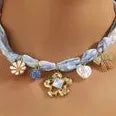 Copper Alloy Multicolored Knot Scarf Necklace Featuring Crystal Daisy Bowknot Heart Star Charms Choker for Women Autumn
