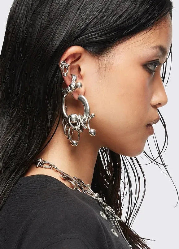 Edgy Copper Neo-Gothic Geometric Multi-Layered Stud Earrings for Men & Women