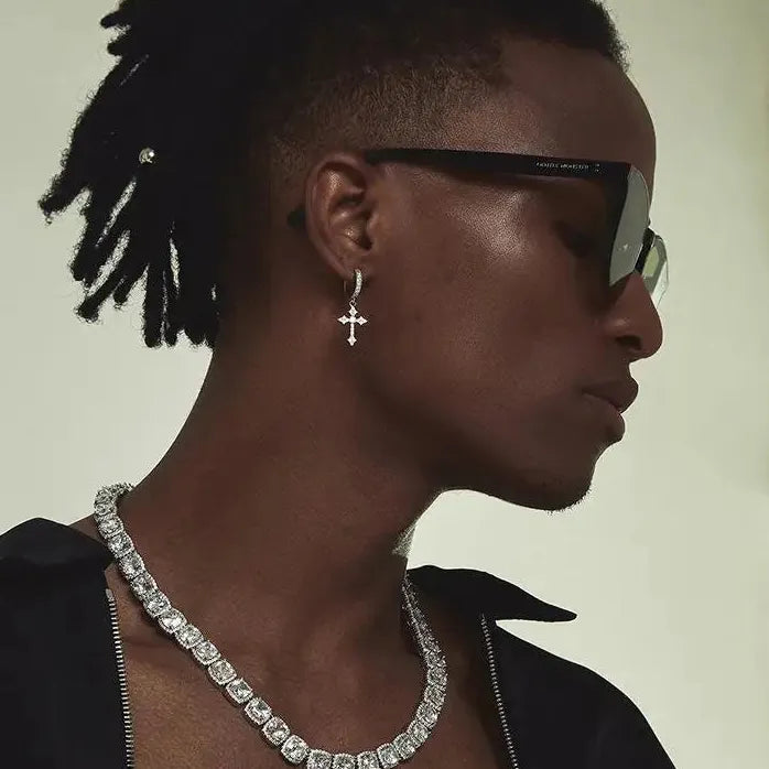 Punk Cross Drop Earrings Crystal Zircon Hiphop Fashion Jewelry Gifts
