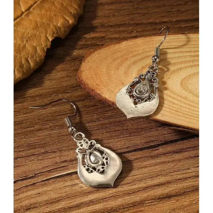 Retro Bohemian Geometric Flower Water Drop Cube Zirconia Earrings Women