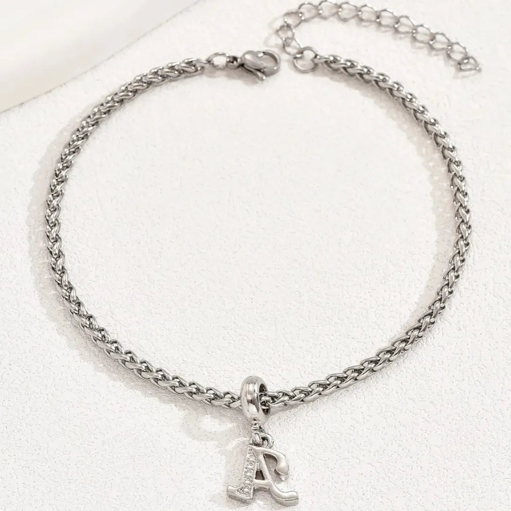 Stainless Steel Punk Initial Alphabet Charm Bracelet for Women Men Hypoallergenic Jewelry Gift Waterproof