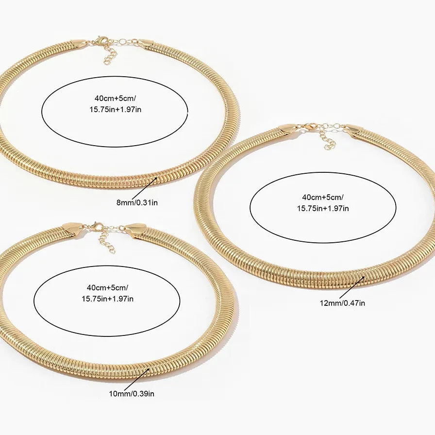 Geometric Snake Bone Chain Choker Necklace Women Stainless Steel Gold Jewelry