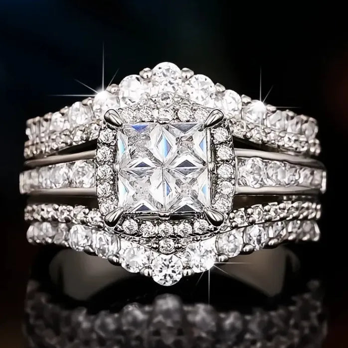 Women’s Silver Cubic Zirconia Wedding Party Bridal Rings 2023