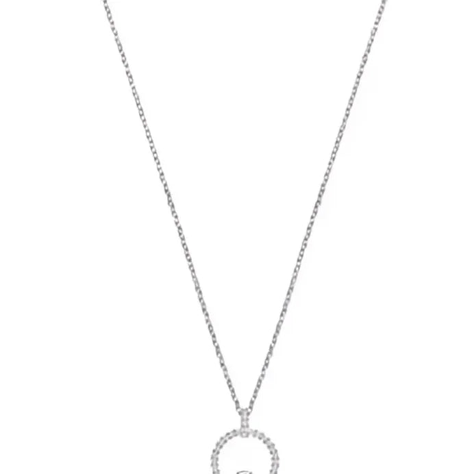 Modern Bridal Geometric Circle Pendant Necklace with White Cubic Zirconia