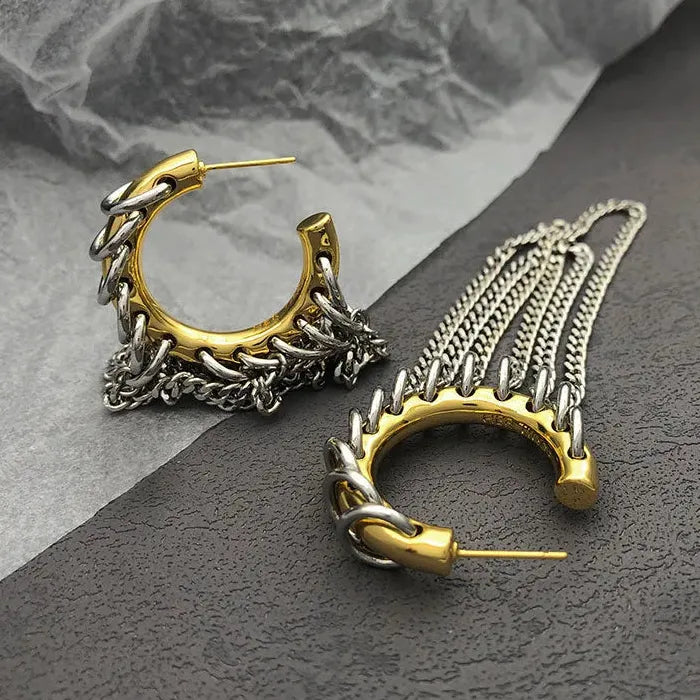 European American Long Fringe Zinc Alloy Earrings for Women Accessories