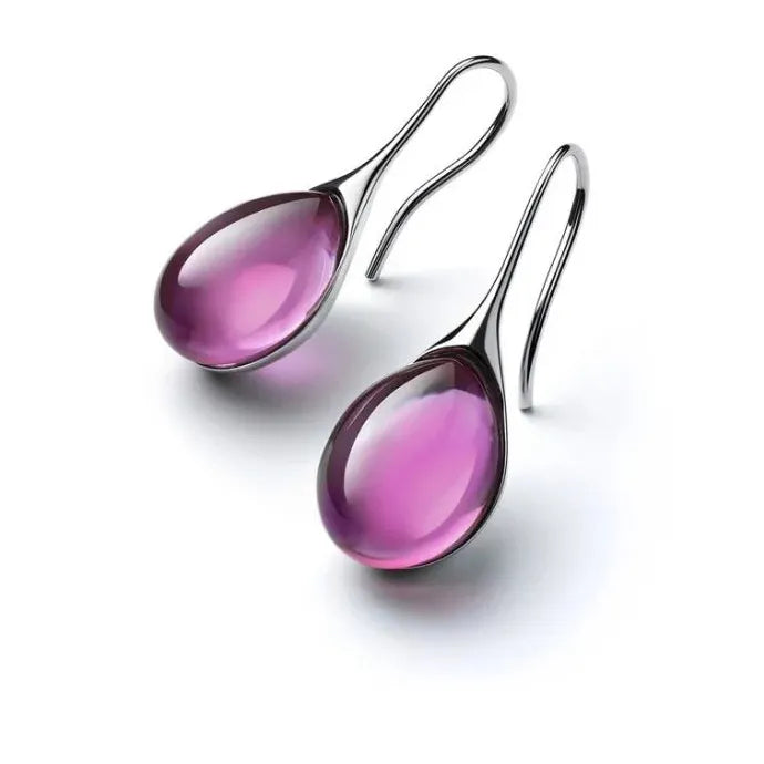 Gold Crystal Hook Dangle Earrings Natural Stone Drop Jewelry for Women Wedding
