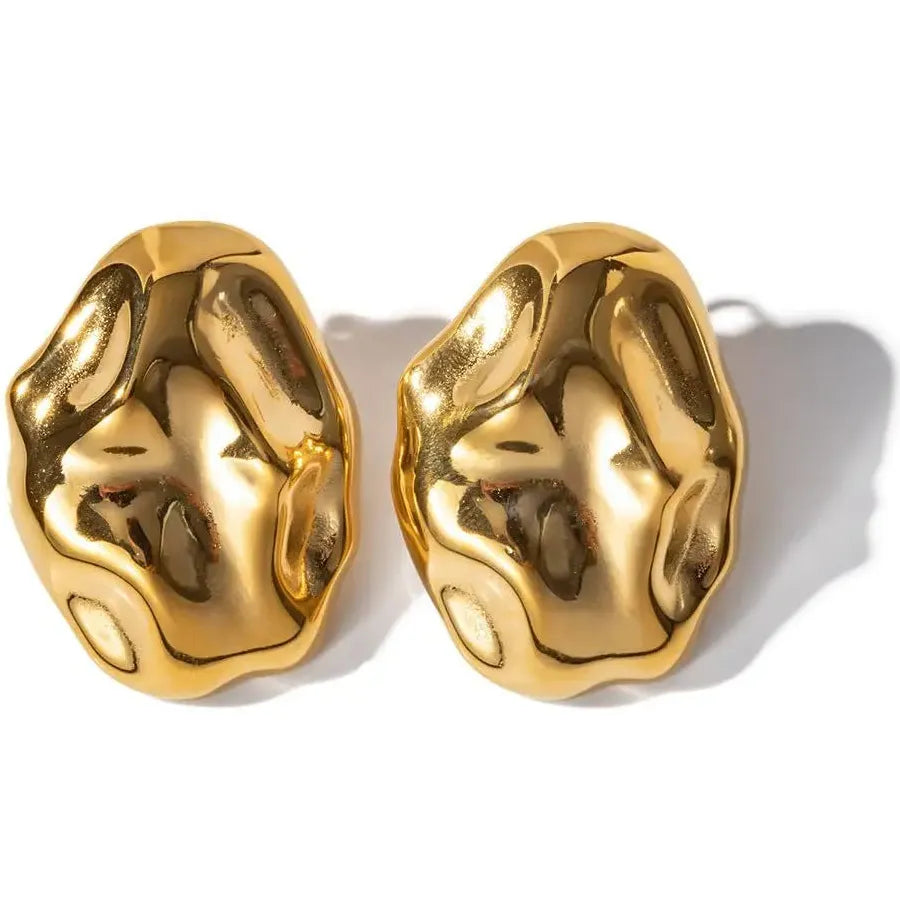 Irregular Geometric Stainless Steel Earrings 18K Gold Plated Tarnish Free