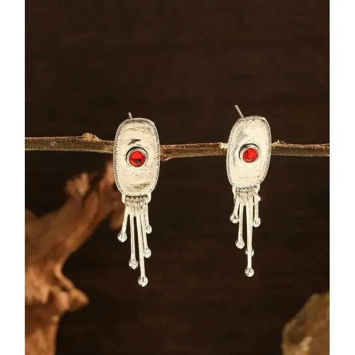 Vintage Ethnic Antique Zinc Alloy Metal Drop Earrings Women Punk Handmade Dangle