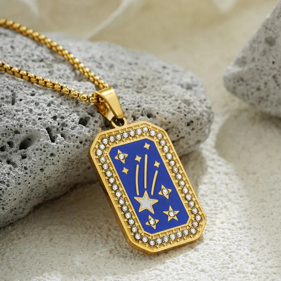 Tarot Card Necklace Stainless Steel Evil Eye Star Moon Sun Unisex Gift Jewelry