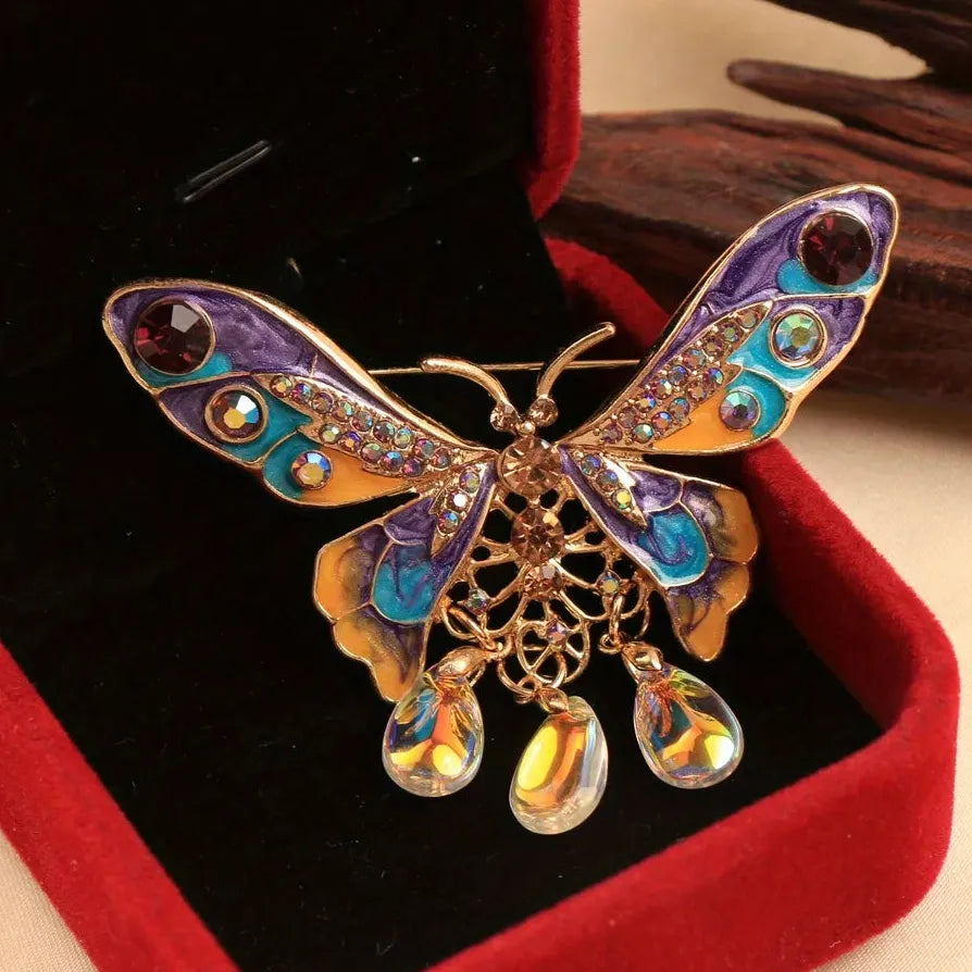 Vintage Elegant Chinese Style Butterfly Tassel Brooch Pin Gift