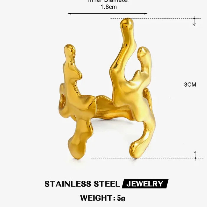 Adjustable Stainless Steel Geometric Open Ring Vintage Jewelry Gift for Women Men
