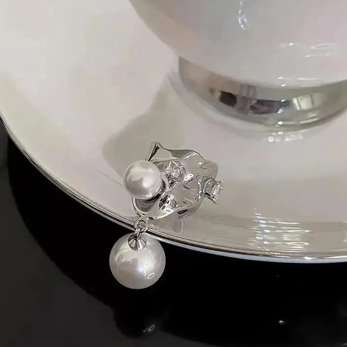 Vintage Pearl Zircon Geometric Clip-On Ear Cuffs Earrings for Women Stylish