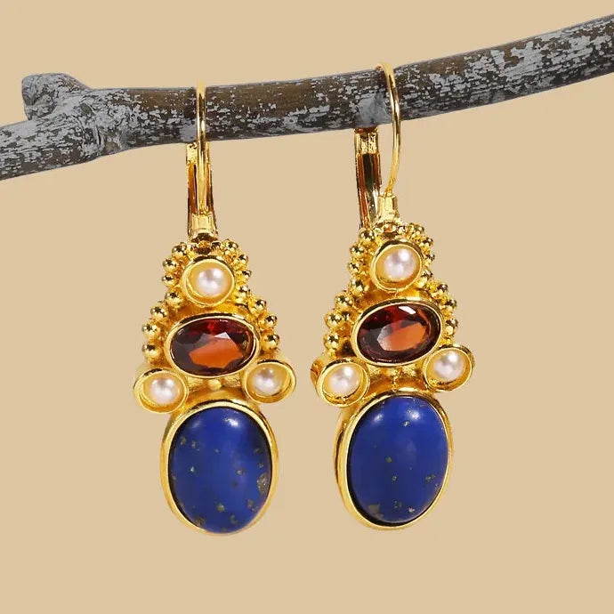 Vintage Drop Earrings Zinc Alloy Synthetic Gem Statement Jewelry for Women