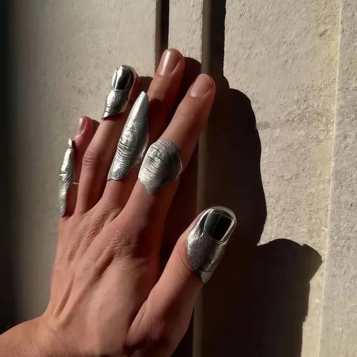 2026 Artistic Irregular Copper Knuckle Ring Set Full Finger Unisex Hip Hop Jewelry