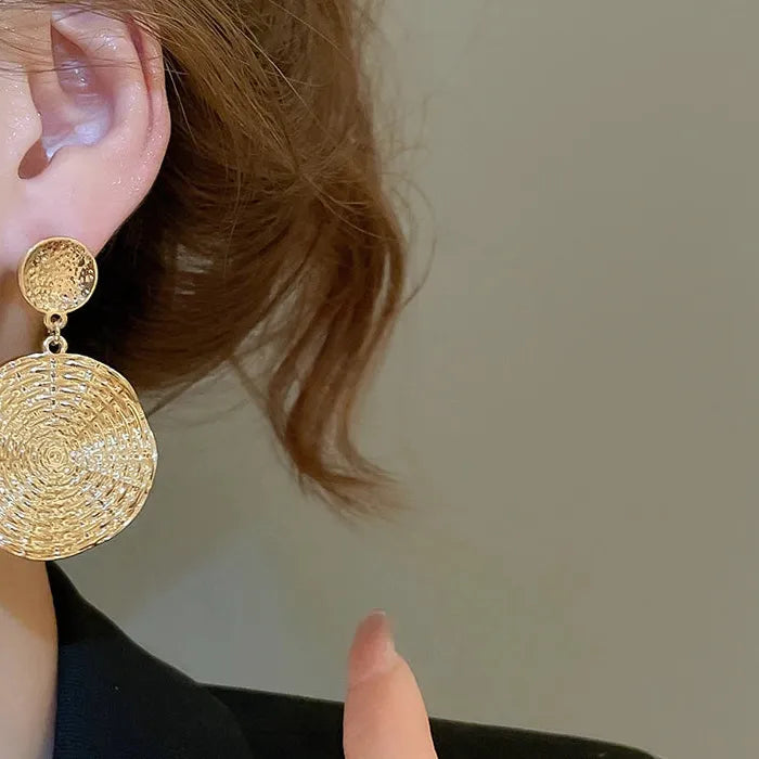 Exaggerated Round Geometric Zinc Alloy Drop Earrings for Women Gift