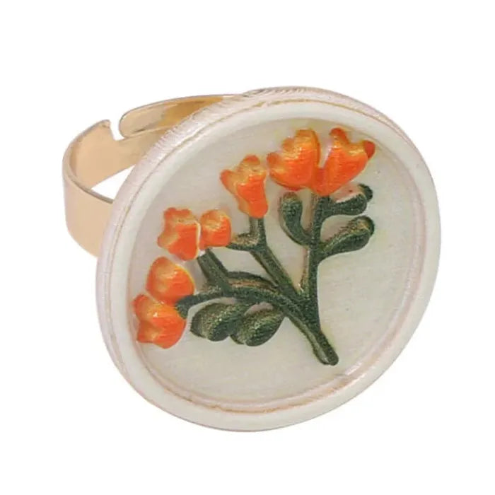 French Style Retro Adjustable Plant Ring Women Jewelry Gift Vintage Charm