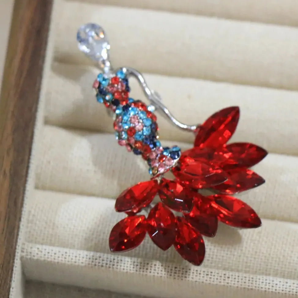 Luxury Red Dance Dress Brooch Pin Classic Elegant Jewelry Gift for Women