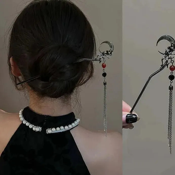 2024 Chinese Style Butterfly Flower Tassel Zinc Alloy Hair Stick for Women