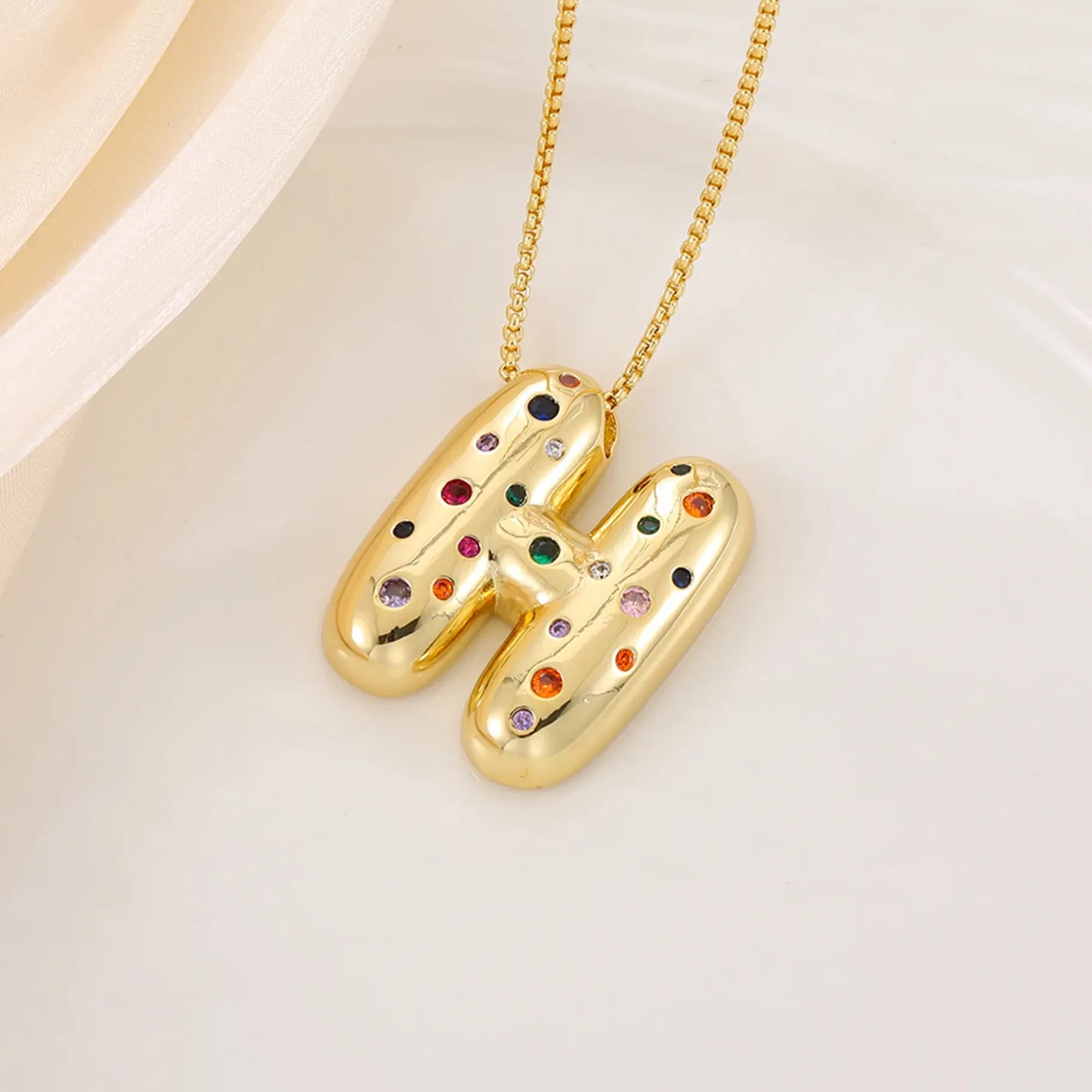 18K Gold Plated A-Z Letter Pendant Necklace for Women Gift Cubic Zirconia