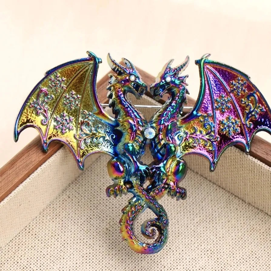 Vintage Chinese Dragonfly Dragon Brooch Pin Classic Jewelry Gift
