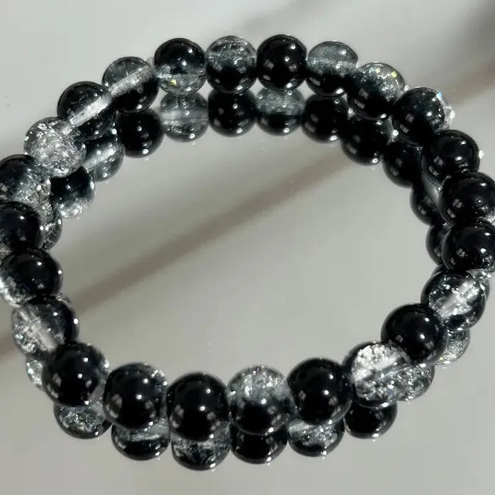 8MM Handmade Elastic Glass Beads Bracelet Minimalist Round Bangle Gift Jewelry