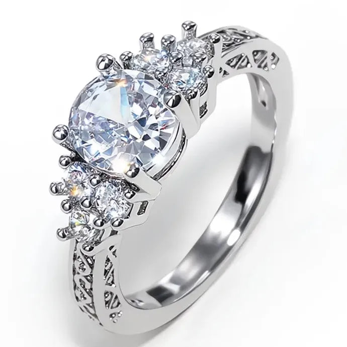 Women’s Wedding Ring Cubic Zirconia Geometric Brass Band Elegant Jewelry