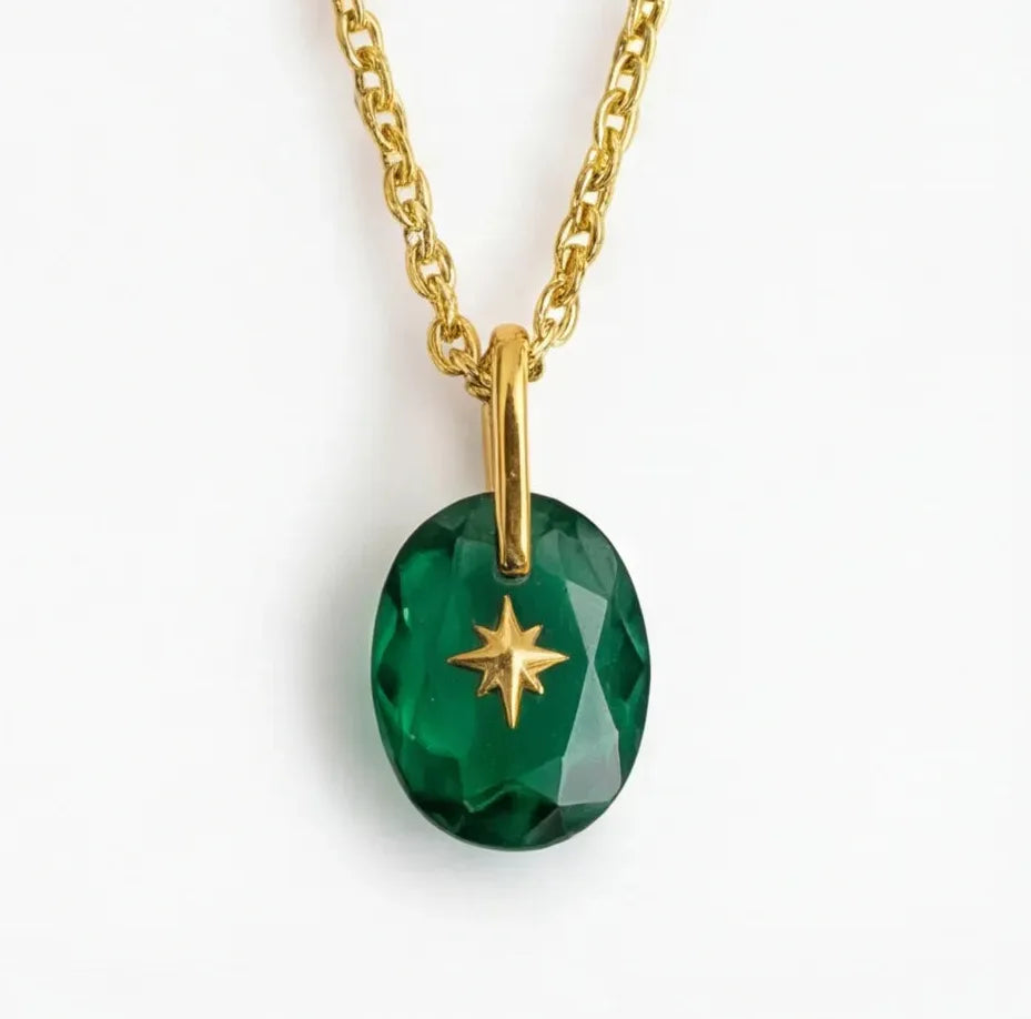 Multi-color Crystal Zircon Oval Pendant Necklace for Women Stainless Steel Jewelry