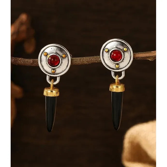 Retro Punk Men's Bullet Shaped Earrings Zinc Alloy Hip-Hop Rock Jewelry