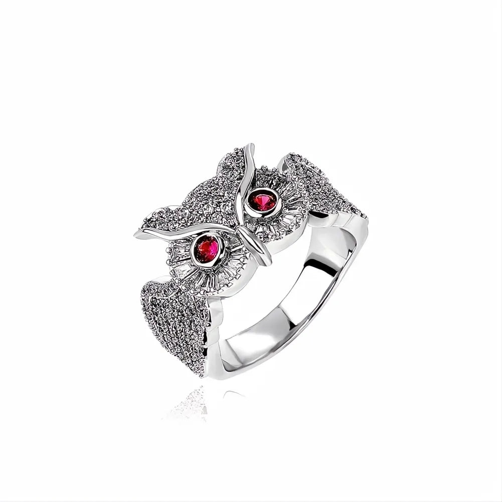 Iced Out Owl Ring – Cubic Zirconia Animal Hip Hop Couple Ring Fashion Jewelry