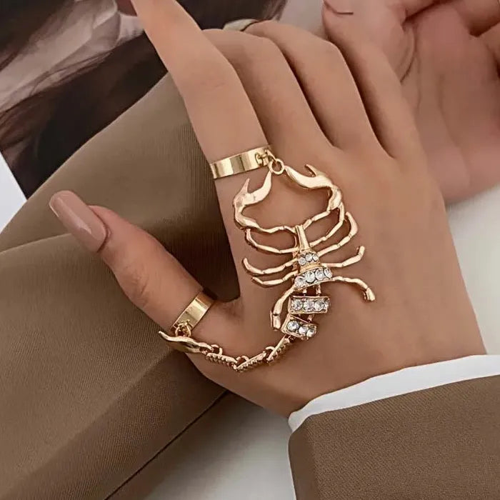 Adjustable Punk Silver Scorpion Chain Ring for Men and Women Jewelry Gift