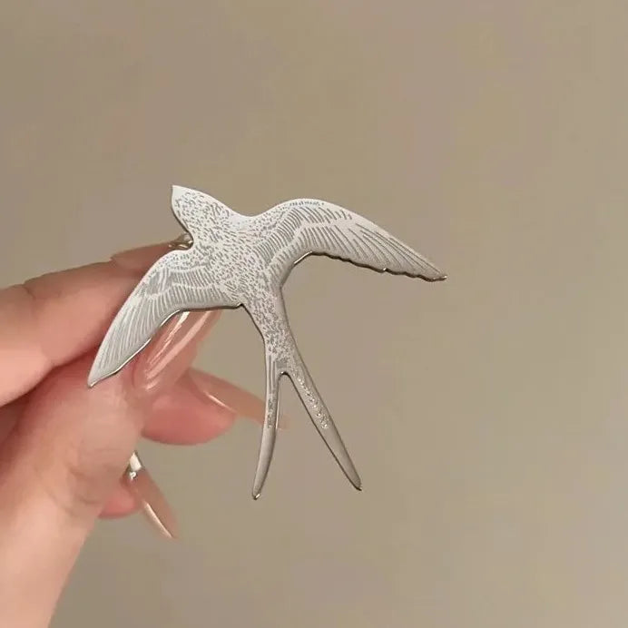 Stainless Steel Swallow Brooch Pin Unisex Punk Geometric Animal Gift