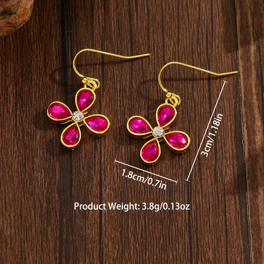 Luxury Gold Flower Drop Earrings Women Copper Multicolor Cubic Zirconia Jewelry
