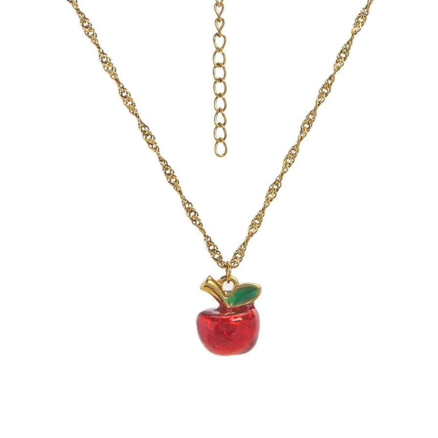 18k Gold Plated Stainless Steel Fruit Pendant Necklace Red Pepper Cherry Choker Necklace