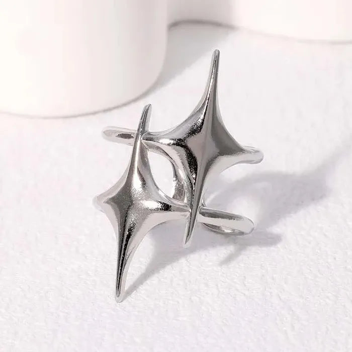 Stainless Steel Star Moon Sun Open Ring Women Punk Hip Hop Jewelry Gift